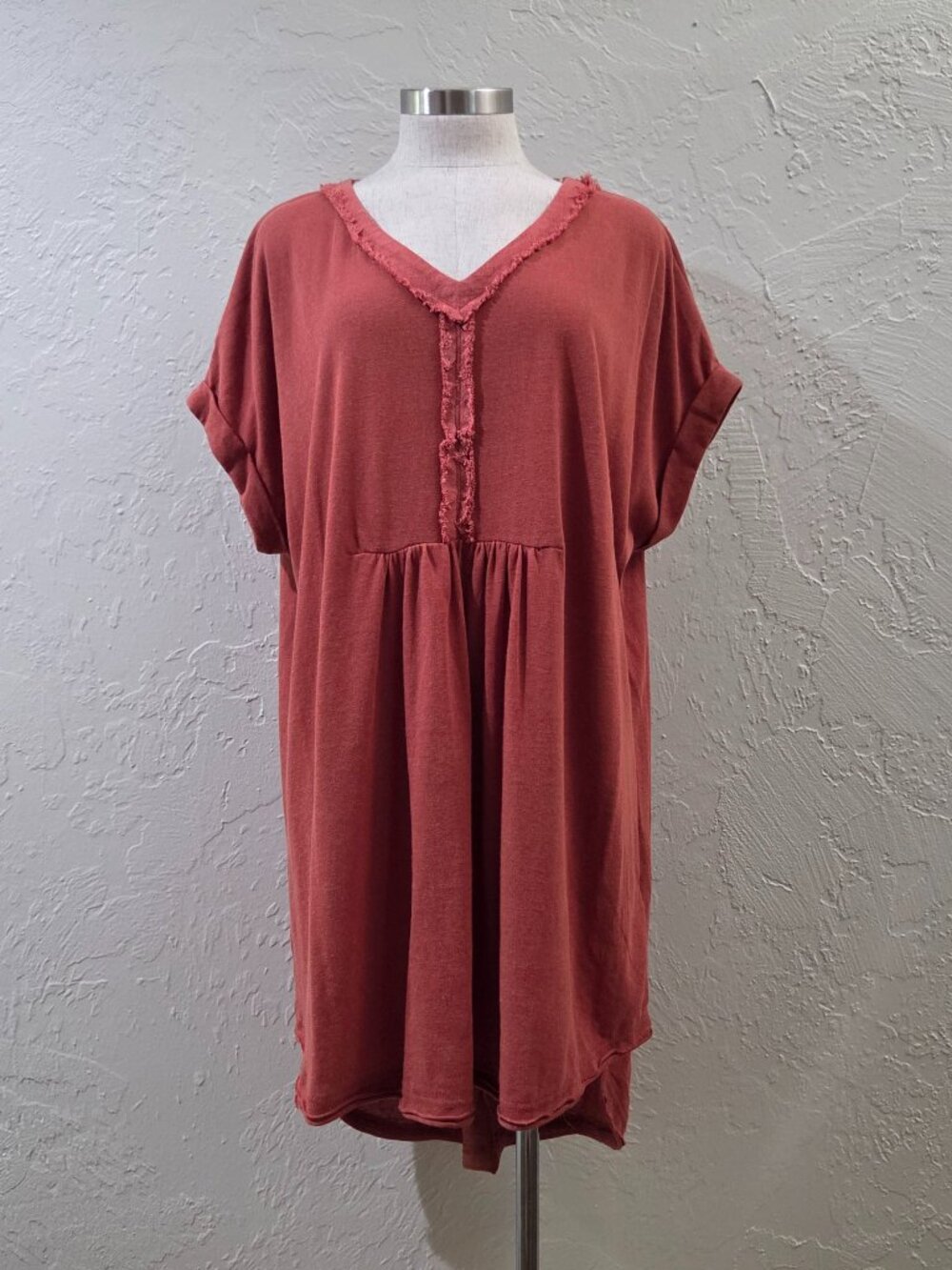 Raw Edge Dolman Sleeve Tunic‎ Dress